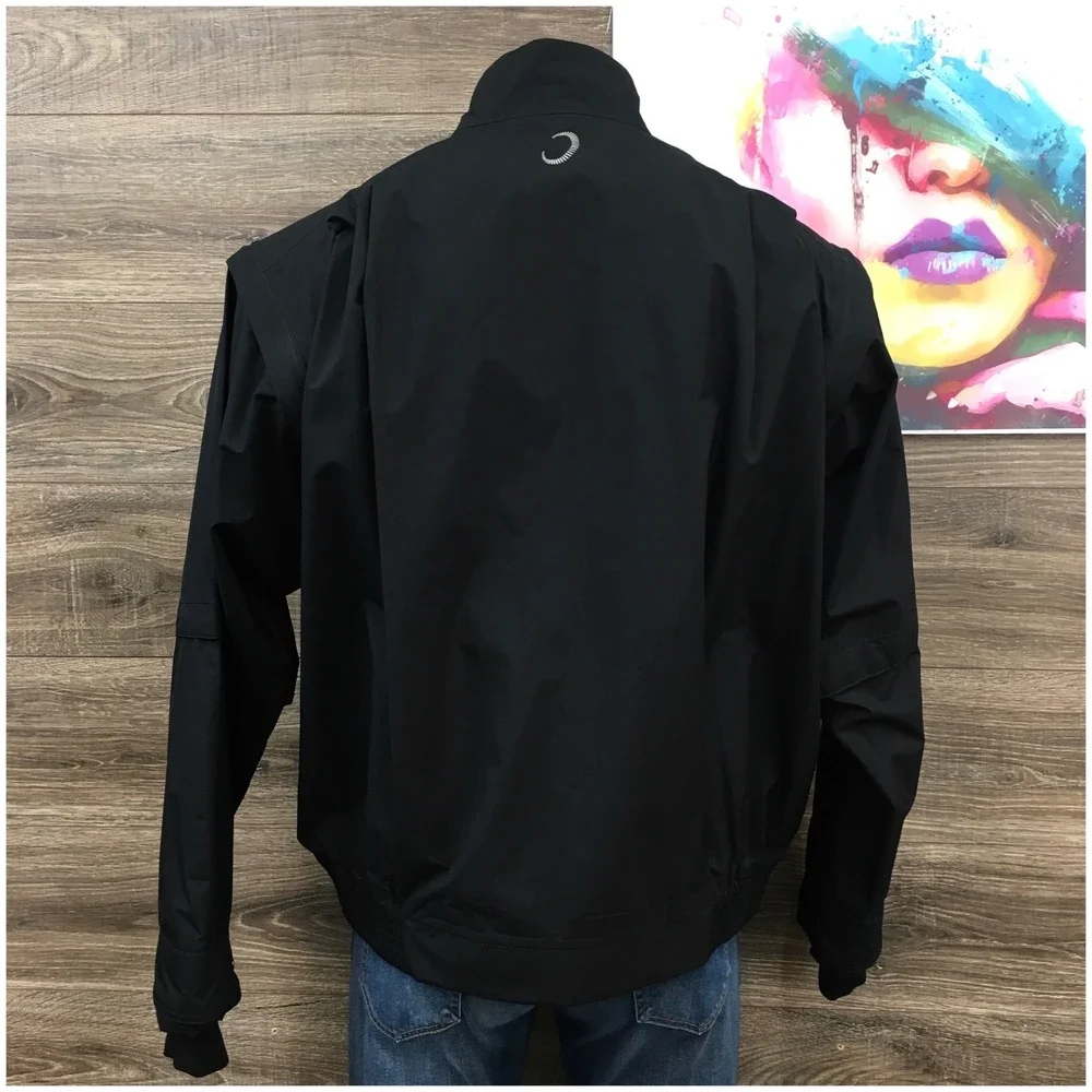 Zero Restriction Gore-Tex Mens XL Black Full Zip Off Sleeves Golf Jacket Rain
